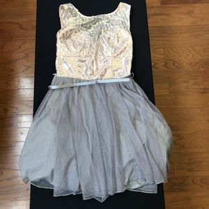 Silver full sequin dress.